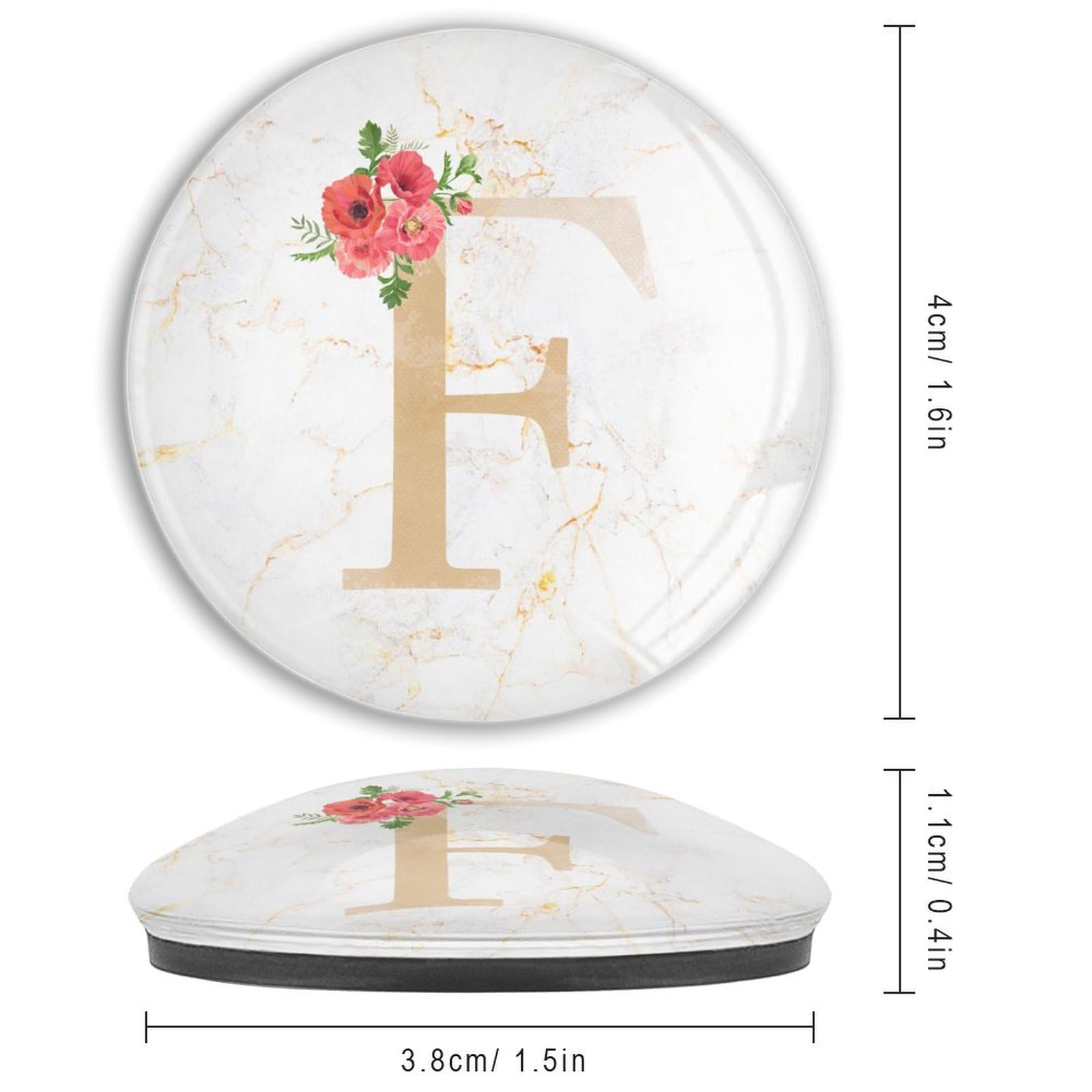 Imanes de cristal con monograma inicial F, imanes pequeños del alfabeto, amapola roja, floral, nombre de la familia, bonitos imanes para casillero, pizarra, escuela, oficina, cocina, 4