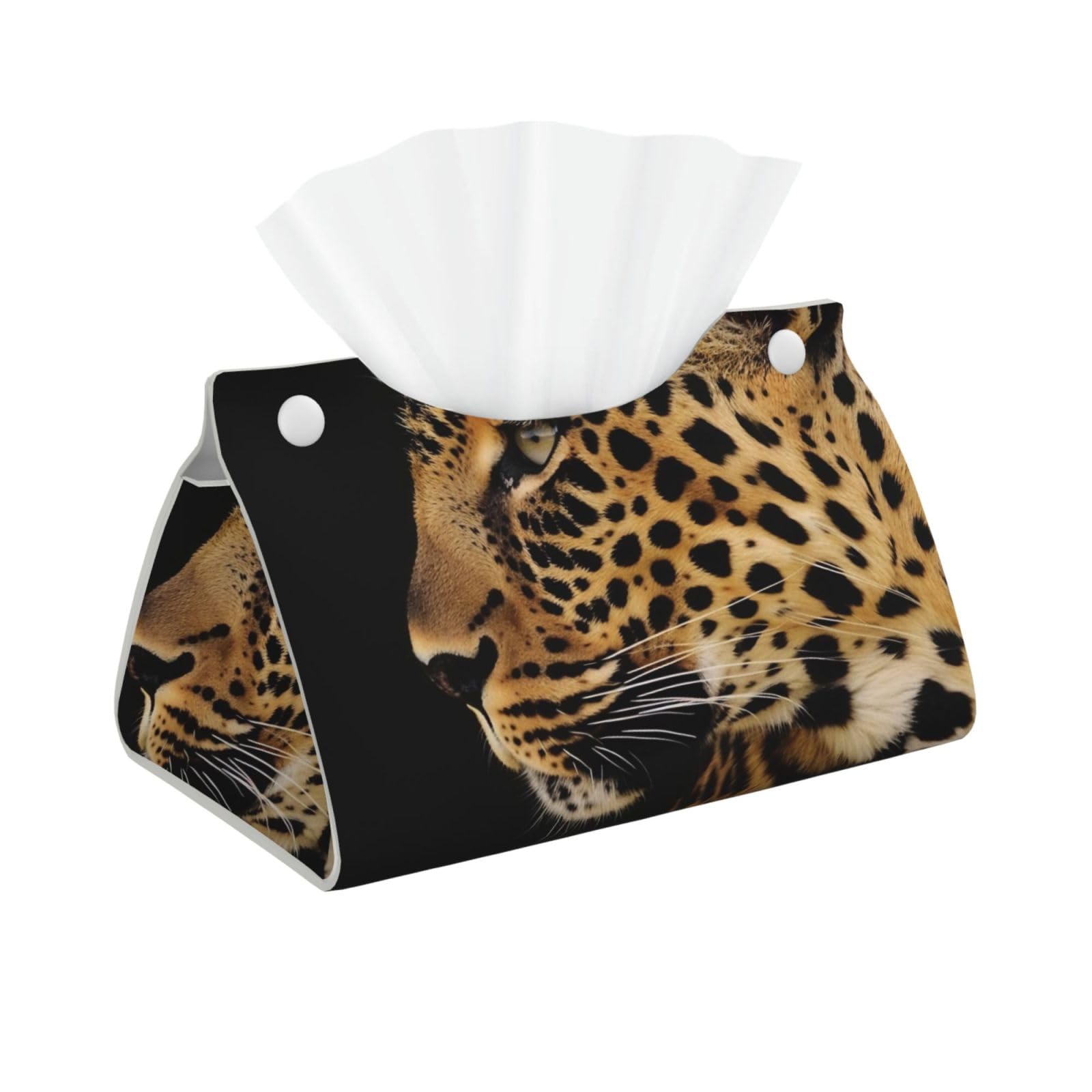 Leopard Animal print Print Tissue Box Cover Foldable Tissue Storage Box Leather Tissue Cube Box Holder for Living Room Bedroom Office Car Home Decor