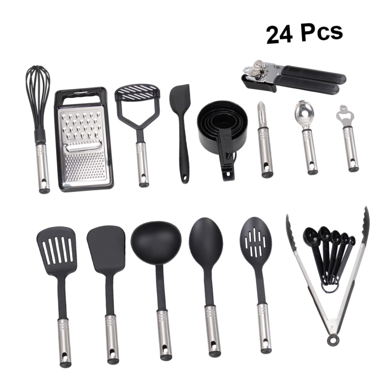 OUNONA 24pezzi Utensili Cucina in Acciaio Inox Antiaderente Utensili da Cucina Extra Lunghi per Pentole da Resistenti al Calore