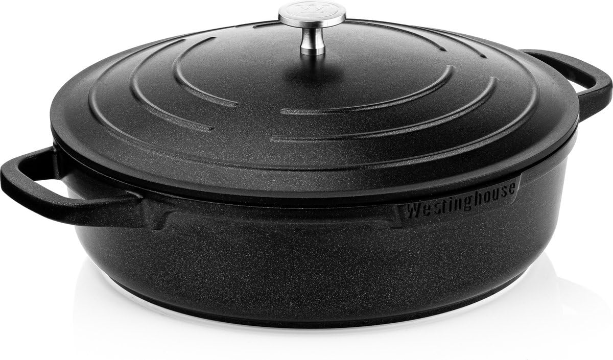 Westinghouse Performance Series Tegame Induzione - Padelle Antiaderente 32cm - Alluminio Pressofuso - Adatto a Tutti i Tipi di Fornelli e Forno - con Manico Morbido al Tatto Acciaio Inox - Nero
