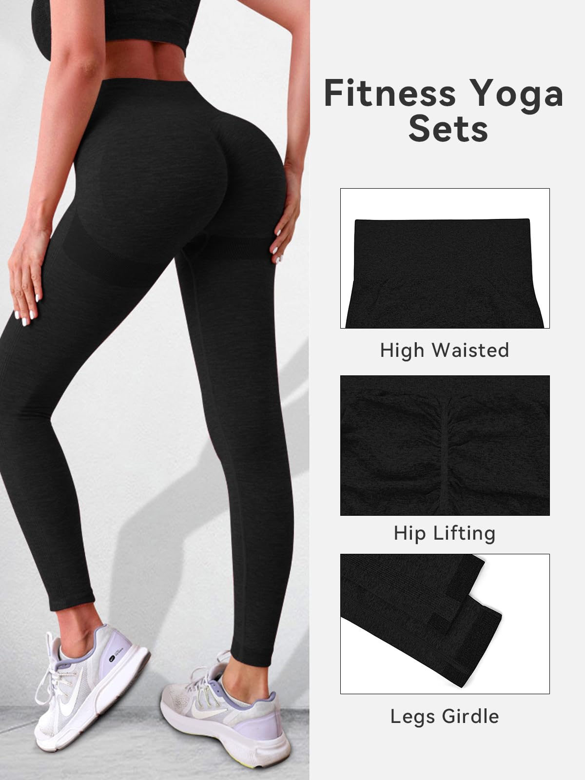SHEKINI Ensemble Femme Sportswear Tenue de Sport Survetement Femmes Yoga Brassiere Soutien Gorge sans Armature +Leggings 2PCS Survêtement Gym Fitness Activewear