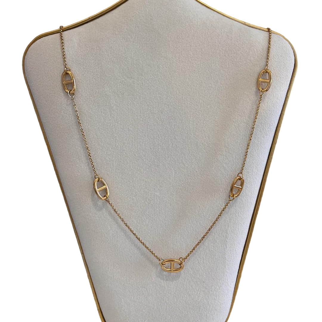 collier sautoir maille marine - collier personnalisé femme - cadeau anniversaire- noel - cadeau femme fille - nez de cochon- ref 1