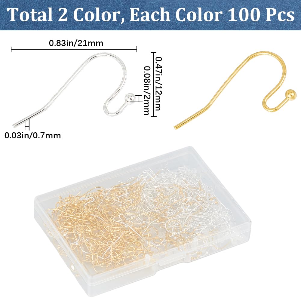 Fish Hook Earring Findings - 200Pcs Stainless Steel Ear Wires In Gold & Silver For Jewelry Making