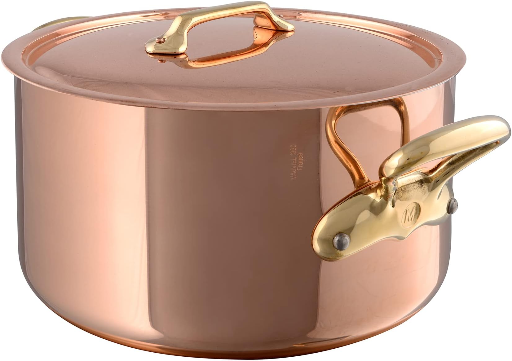 Mauviel M'Heritage 200B 2mm Polished Copper & Stainless Steel Stewpan With Lid, And Bronze Handles, 6.1-qt, Made in France