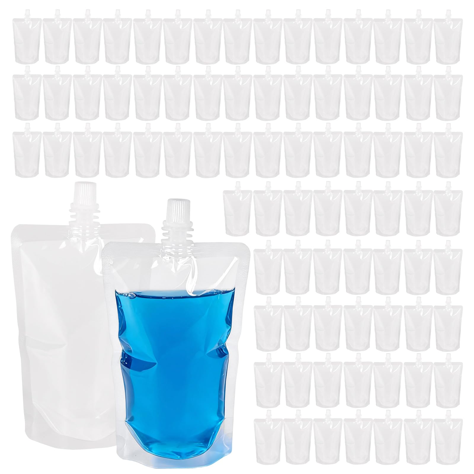 MAHIONG 120 PCS 250ml Drink Pouches, Clear Self Standing Juice Bags for Festivals, Parties, Travel, Picnic, Sports