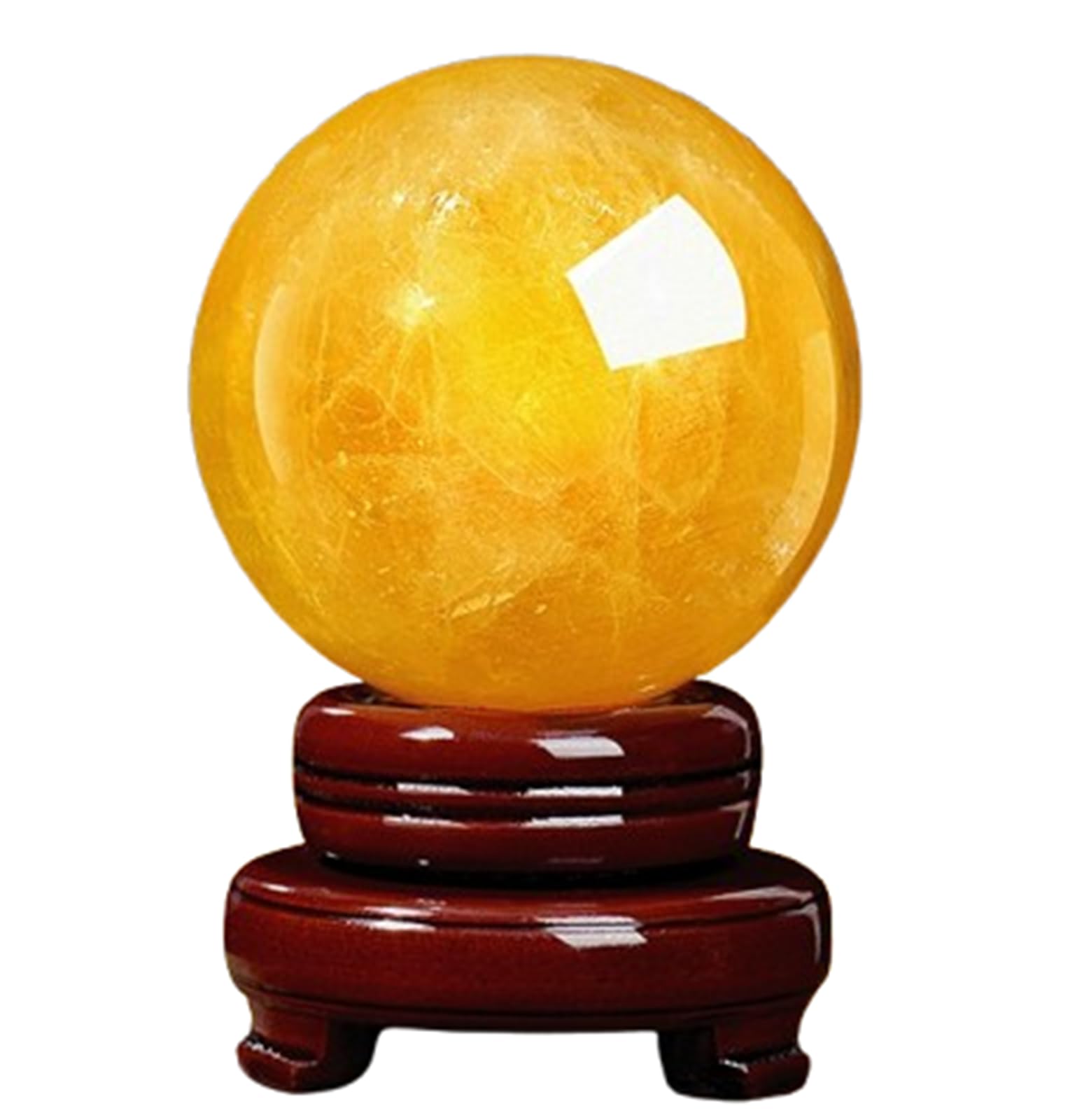 CYVXCPPGI Desktop Decoration Crystal Gemstone Ball Sphere Citrine Crystal Ball with Wooden Base Feng Shui Office Living Room Ornaments,18cm