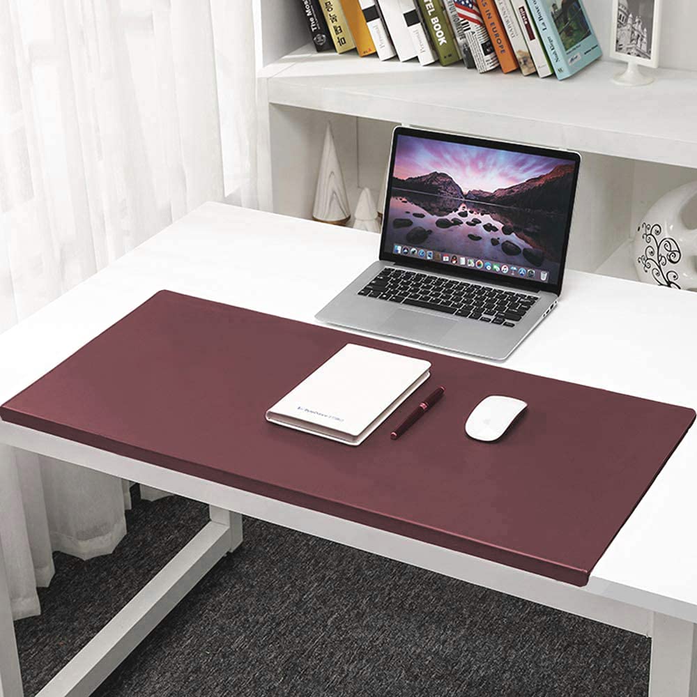 Alfombrilla de escritorio con protector de bordes, de cuero suave, impermeable, suave, para teclado de ordenador portátil, alfombrilla de ratón con perfil frontal en forma de L para oficina y hogar