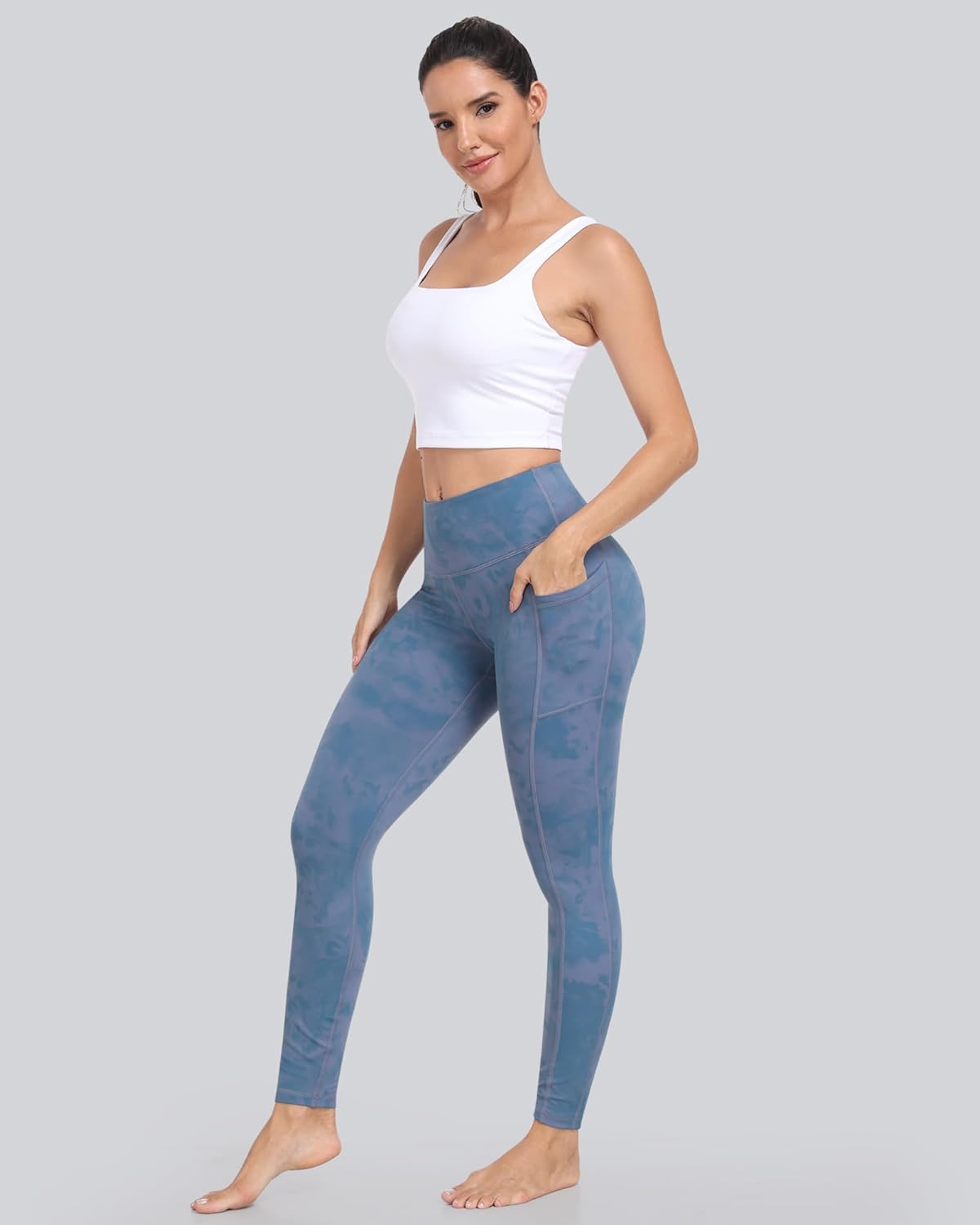 CHRLEISURE Leggings with Pockets for Women, High Waisted Tummy Control Workout Yoga Pants - Image 4