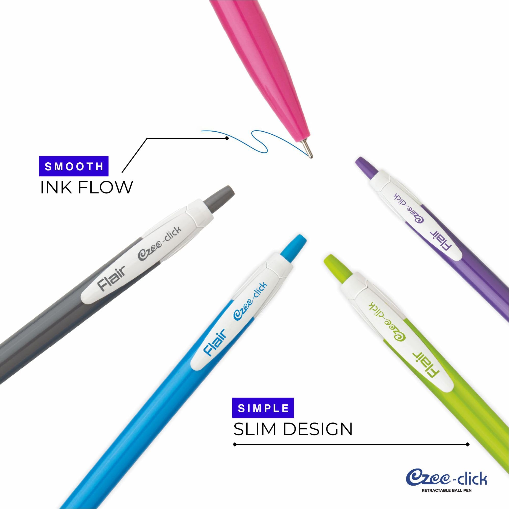 Flair Ezee Click Pens - 25 Pack, Smooth Writing -3
