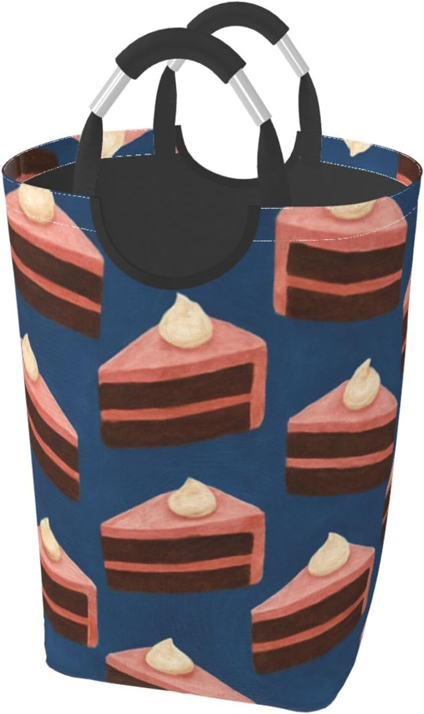 50l Laundry Basket Cake Slice Pattern Waterproof Laundry Hamper Foldable Clothes Laundry Bag With Handles