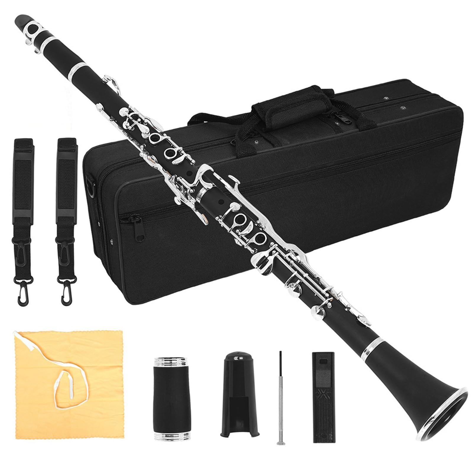Clarinete Baquelita Tono G Niquelado 17 Teclas Adecuado Para Adultos Principiantes Tipo De Rendimiento