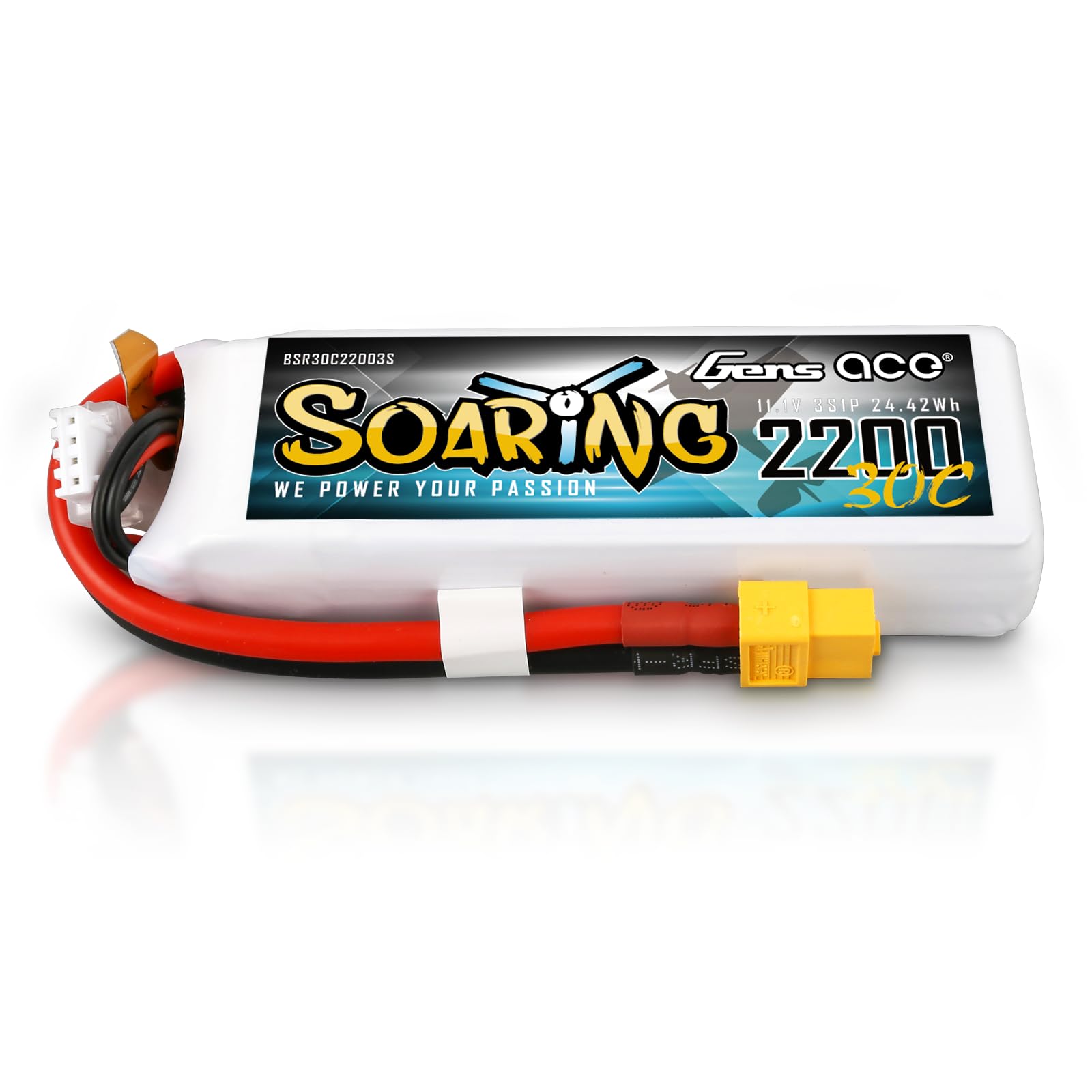 Gens ace 3s Batería Lipo 2200mAh 11.1V 30C Soaring con XT60 para RC Avión, Helicóptero, Quadcopter, Coche, Barco, Hobby