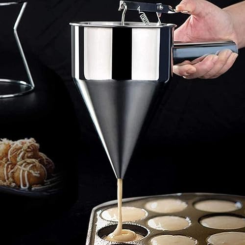 Miniatura 2 de ivolks Dispensador de embudo de acero inoxidable con soporte para gofres pasteles takoyaki y hornear