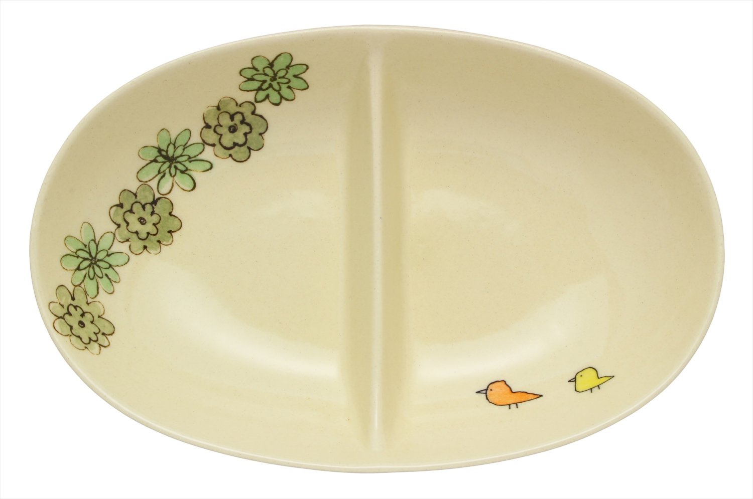 Pottery Sozen Medium Plate, Green, 7.1 inches (18 cm), Setoyaki, 2 Partition Plate, Tri-Pattern : Home & Kitchen