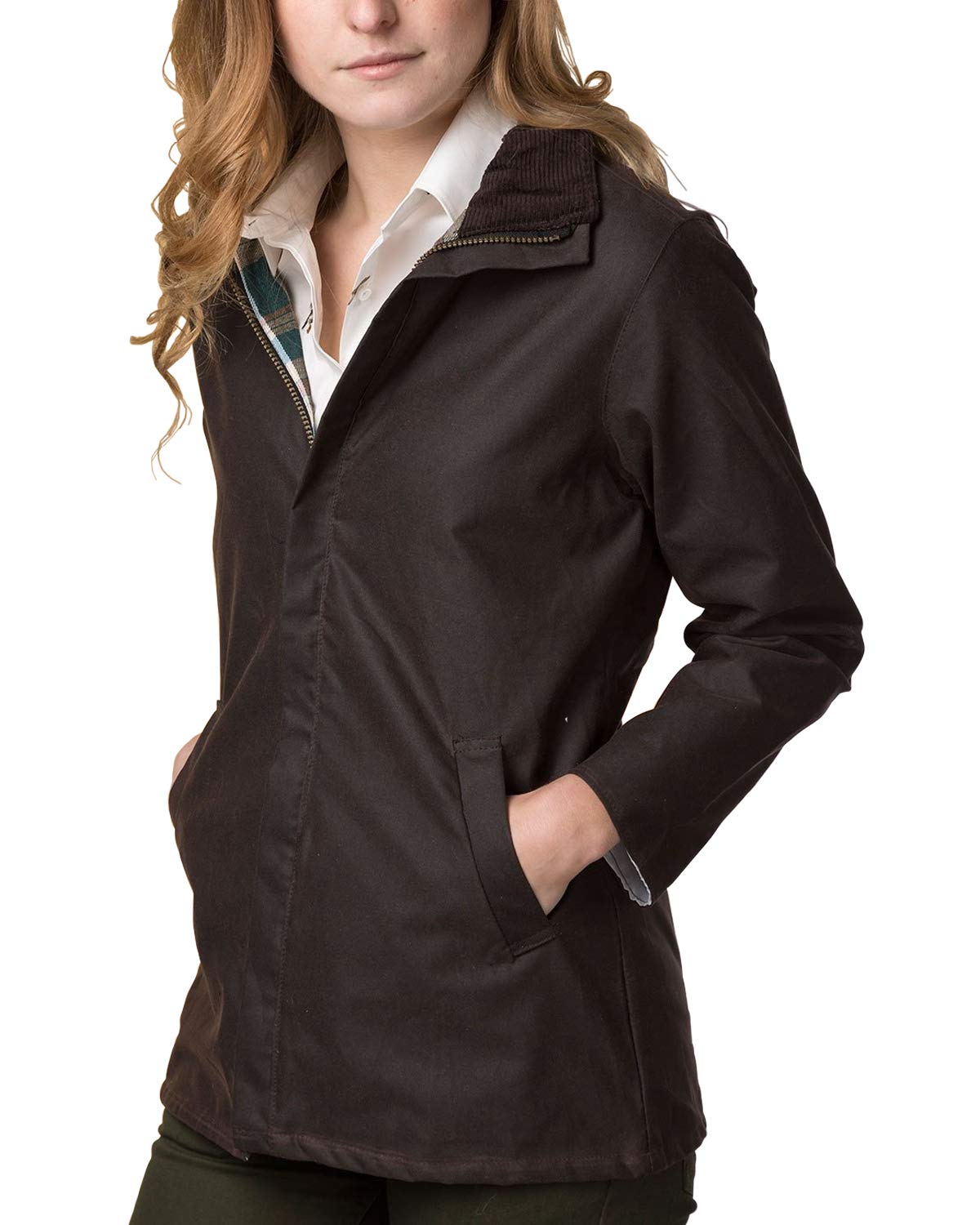 Rydale Women's Brown Wax Jacket Cawood Lined Waxed Cotton Coat For Walking Or Shooting