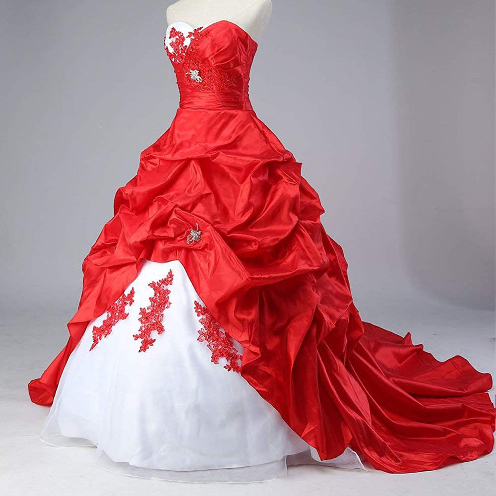 Robes de mariée Longue Taffetas Robe de Nuptiale Robes de Bal Vêtements de mariée Femmes sans Bretelles