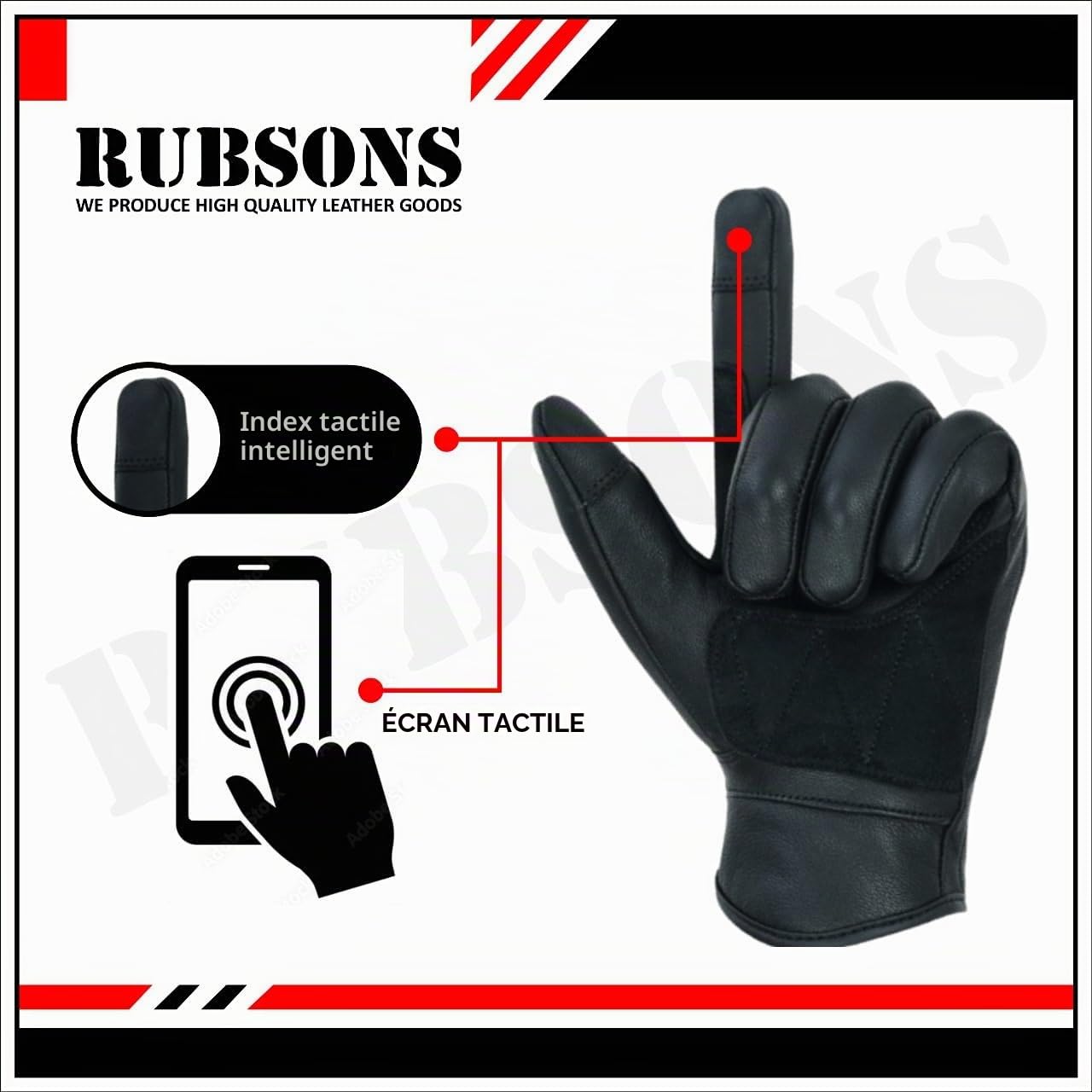 Men's Touch Screen Leather Motorcycle Biker Gloves
