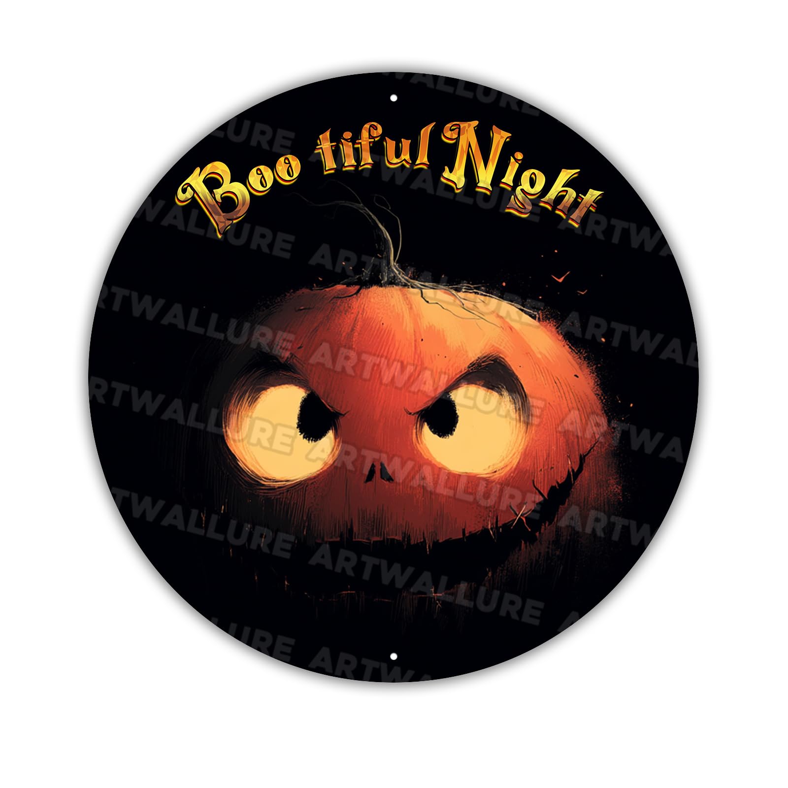 Bootiful Night Pumpkin Metal Tin Sign Vintage Halloween Decor Gothic Wall Art Retro Plaque Spooky Home Bar Cafe Decor 8x8inch