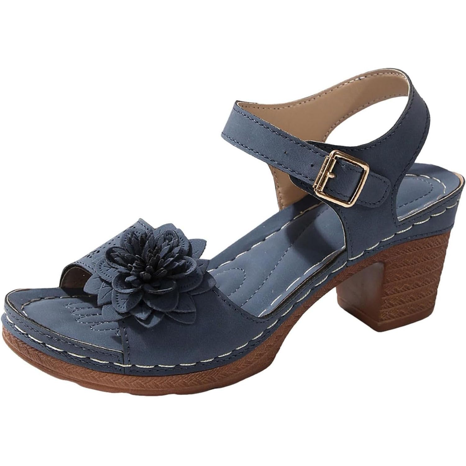 Sandali estivi classici leggeri e casual, comodi sandali ortopedici da donna, scarpe estive con plateau e punta aperta con tacco basso, traspiranti
