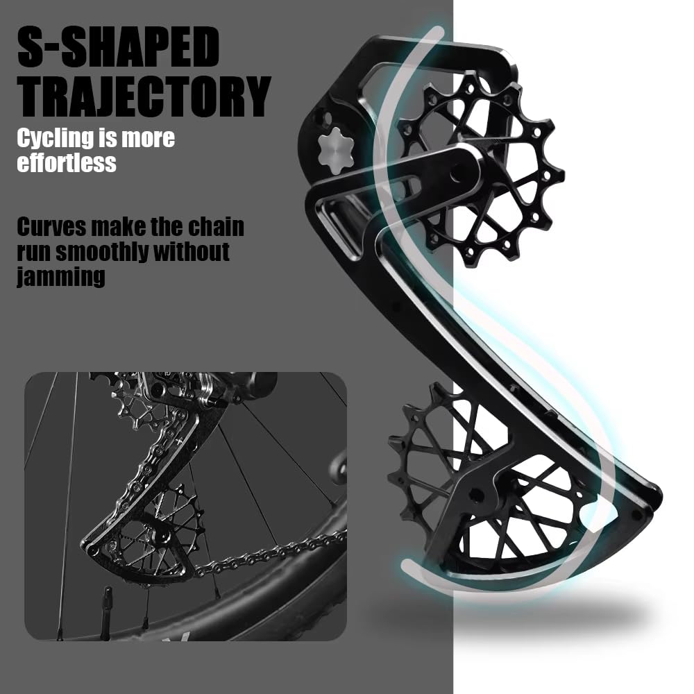 Para desviador trasero de bicicleta 12T+16T, ruedas de polea para SRAM 11/12 velocidades, poleas de desviador de gran tamaño, diseño de oso de cerámica ultraligero