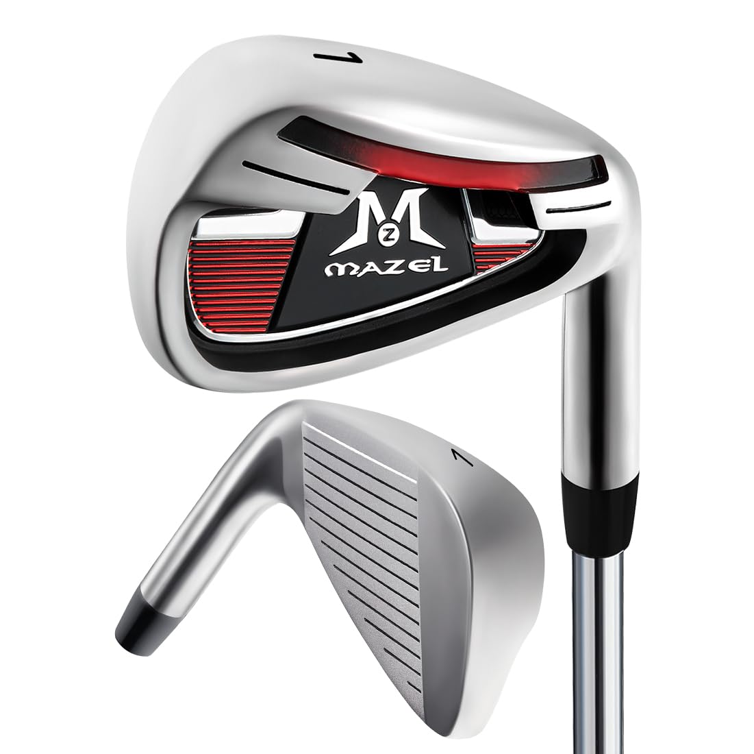 MAZEL WM-X3 Golf Single Iron Club 1,2,3, 4,5,6,7,8,9, P, S,Premium Stainless Steel Shaft, CNC Milled Face for More Spin (Red, Single 1 Iron)