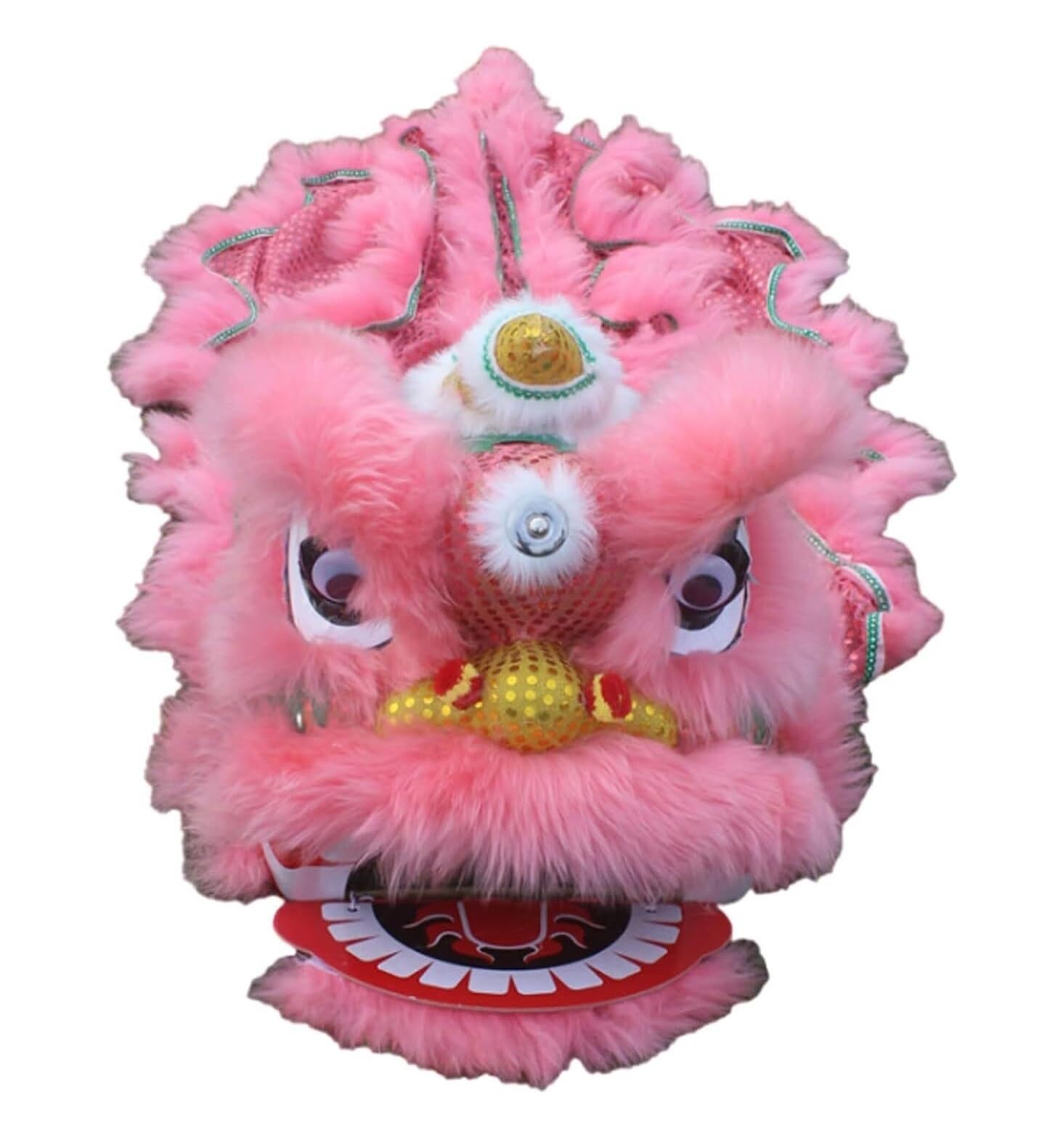 Krxsobnv Pink Lion Dance Clothes, 8Inch Lion Dance Chinese Folk Art Dragon Festival Performance Artificial Wool
