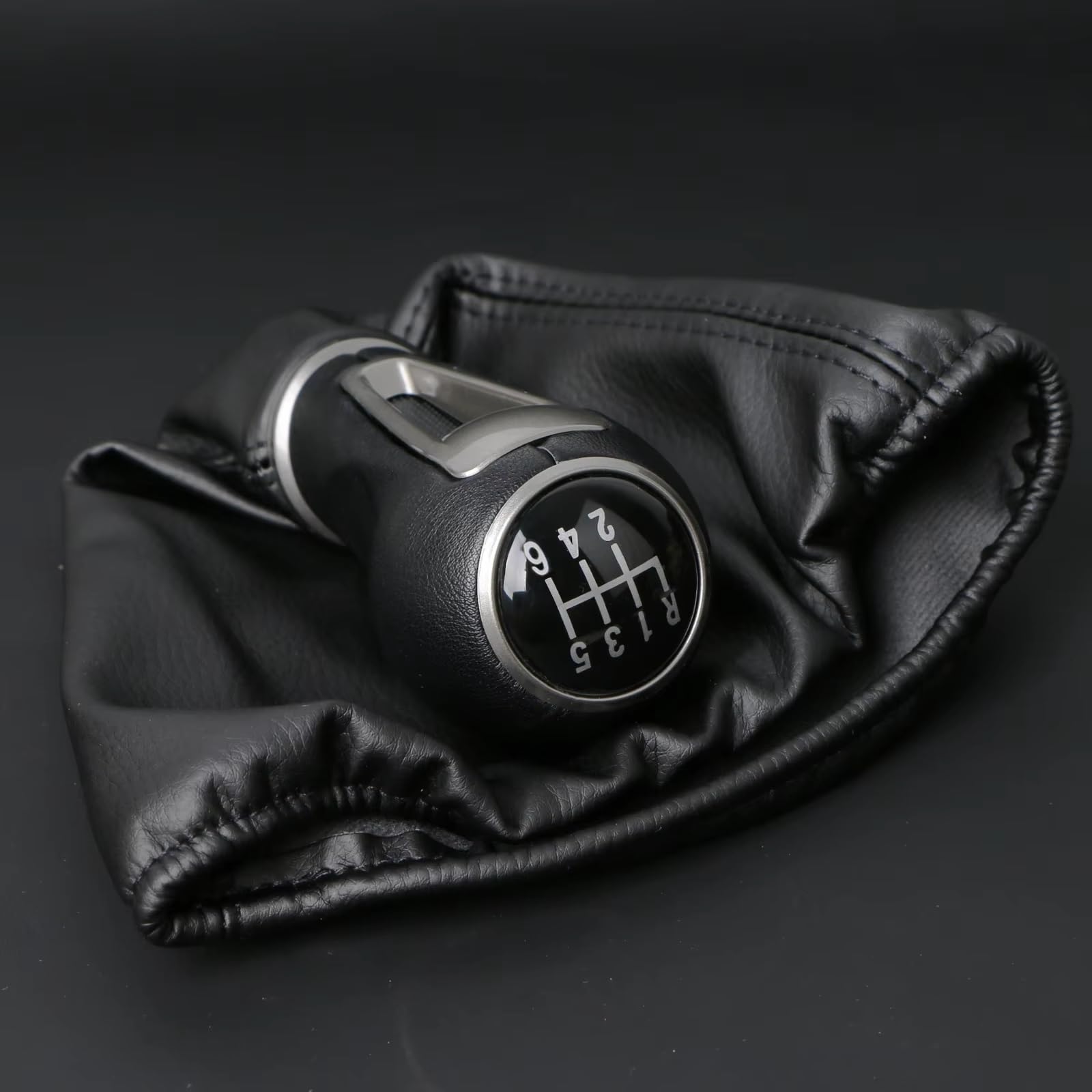 EFDDTBHE Compatible with Seat for Ibiza IV Car Gear Shift Knob Auto Gear Lever Head Shifter Gearbox Handle 5 6 Speed Shifter Handle(6 Speed Black)