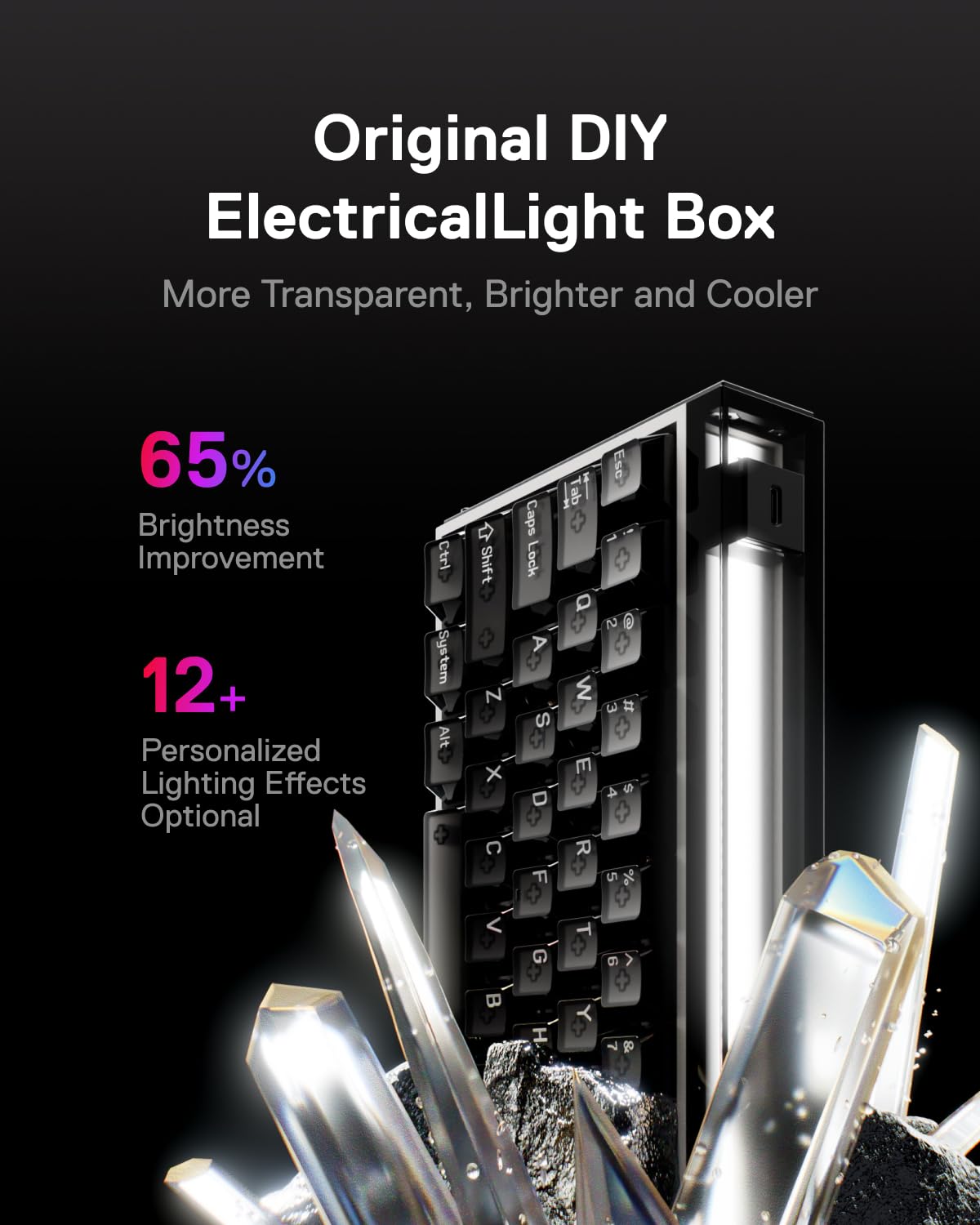 MelGeek MADE68 Pro+ - Tastiera cablata con interruttore magnetico effetto Hall, trigger rapido compatto al 65%, hot-swap, tocco RGB Snap e azionamento regolabile, HIVE personalizzato online (grigio