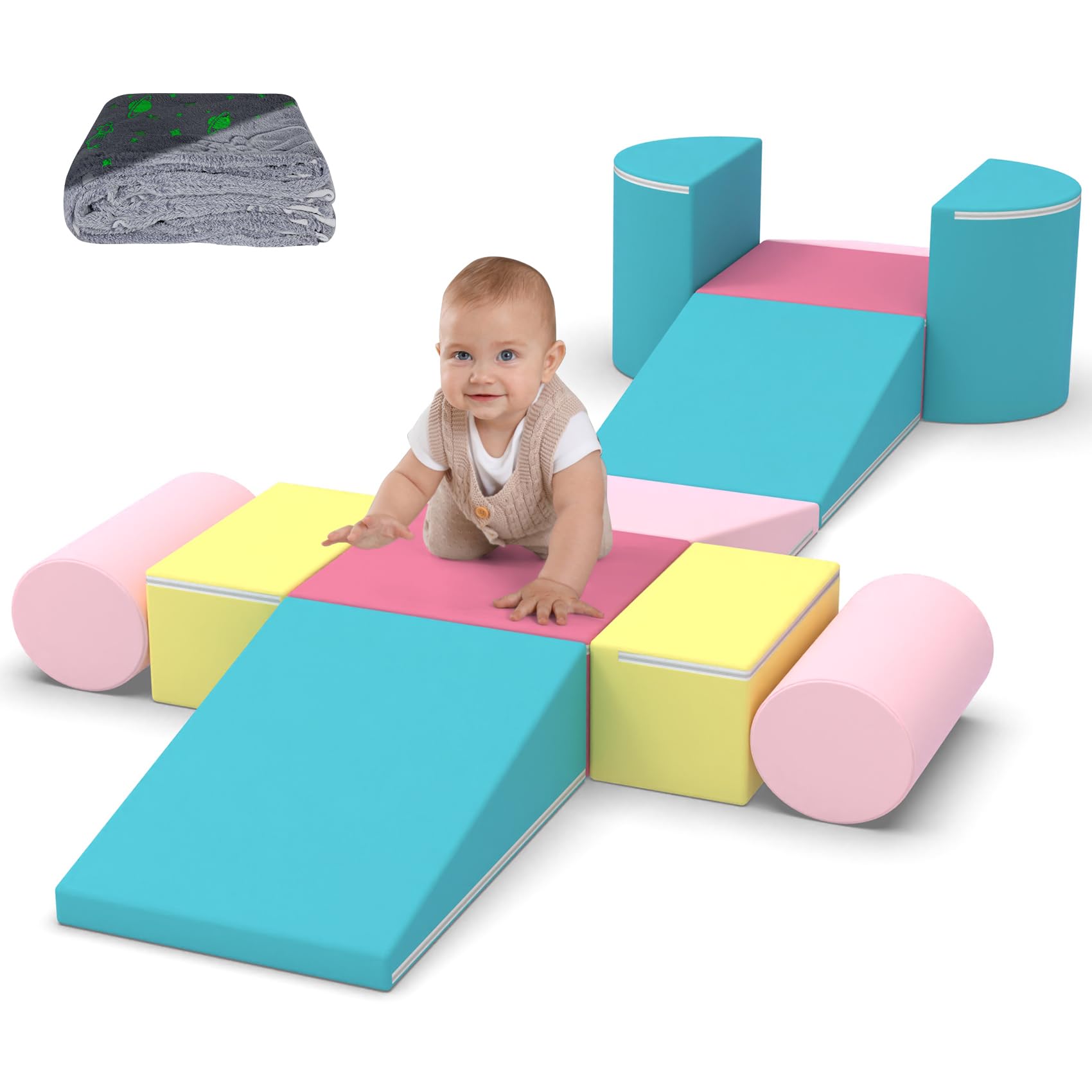 BIERUM Toddler Climbing Toys, 12PCS Colorful Soft Play Climbing for  Toddlers, Foam Climbing Blocks with Blanket Jungle Gyms Indoor Climb and  Crawl