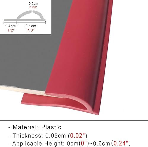 Miniatura 8 de Tira de plástico para alfombras, tiras de umbral de borde extralargas, perfil de 1.4 in de ancho, decoración de barra a suelo de vinilo, fácil de