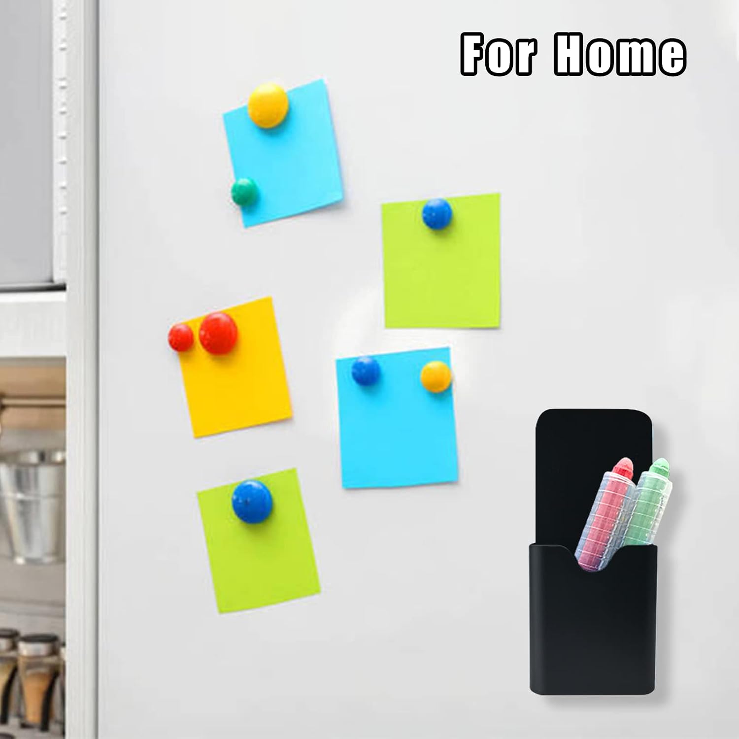 noonebutyou 2 Pcs Magnetic Marker Holder Wall Mount Marker Caddy Pencil Holder for Dry Erase Whiteboard Fridge, Self Adhesive Marker Pen Holder for Home Office School(Black&SS) image 5