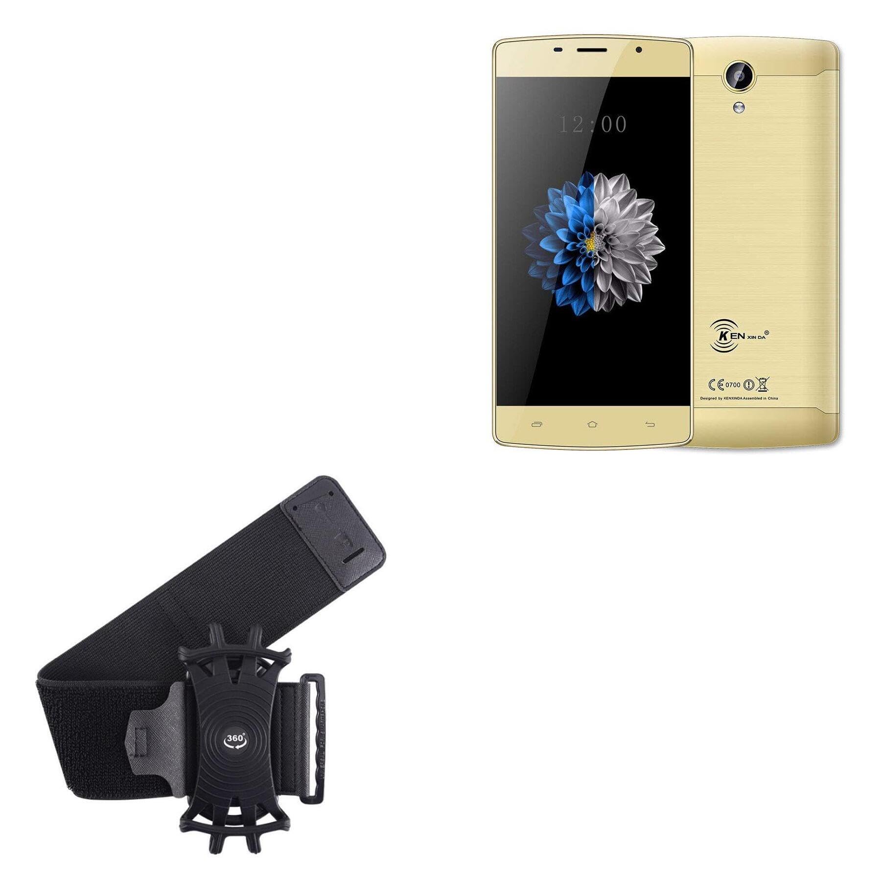 BoxWave Holster Compatible with Kenxinda X7 - ActiveStretch Sport Armband, Adjustable Armband for Workout and Running - Jet Black