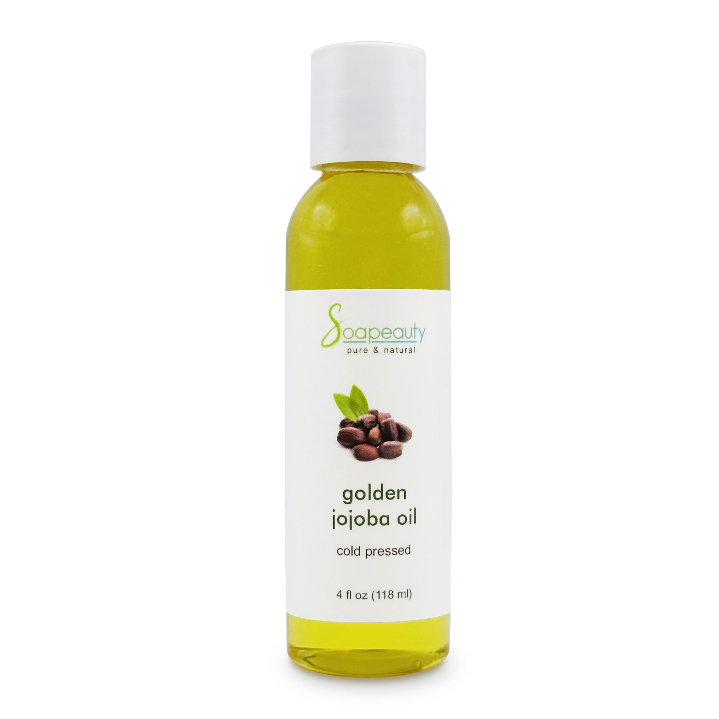 Soapeauty Golden Jojoba Oil | 100% Pure & Natural | Unrefined, Cold Pressed, Hexane Free | Moisturizing Oil for Skin, Face, Hair & Nails - 4 Fl Oz