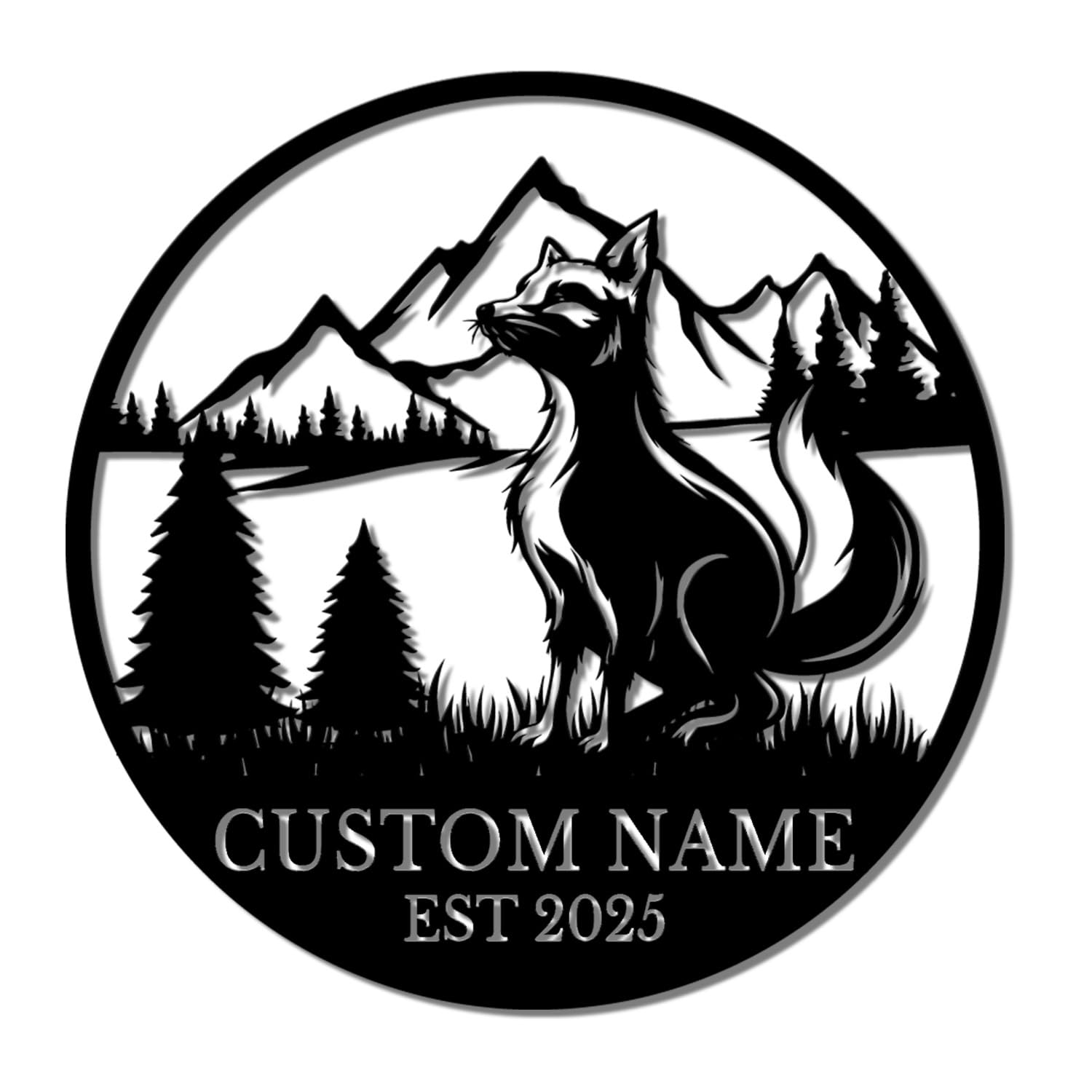 Personalized Custom Metal Fox Wall Hanging Home Decor, Fox Wall Decoration, Outdoor Wall Decoration (Style-4)