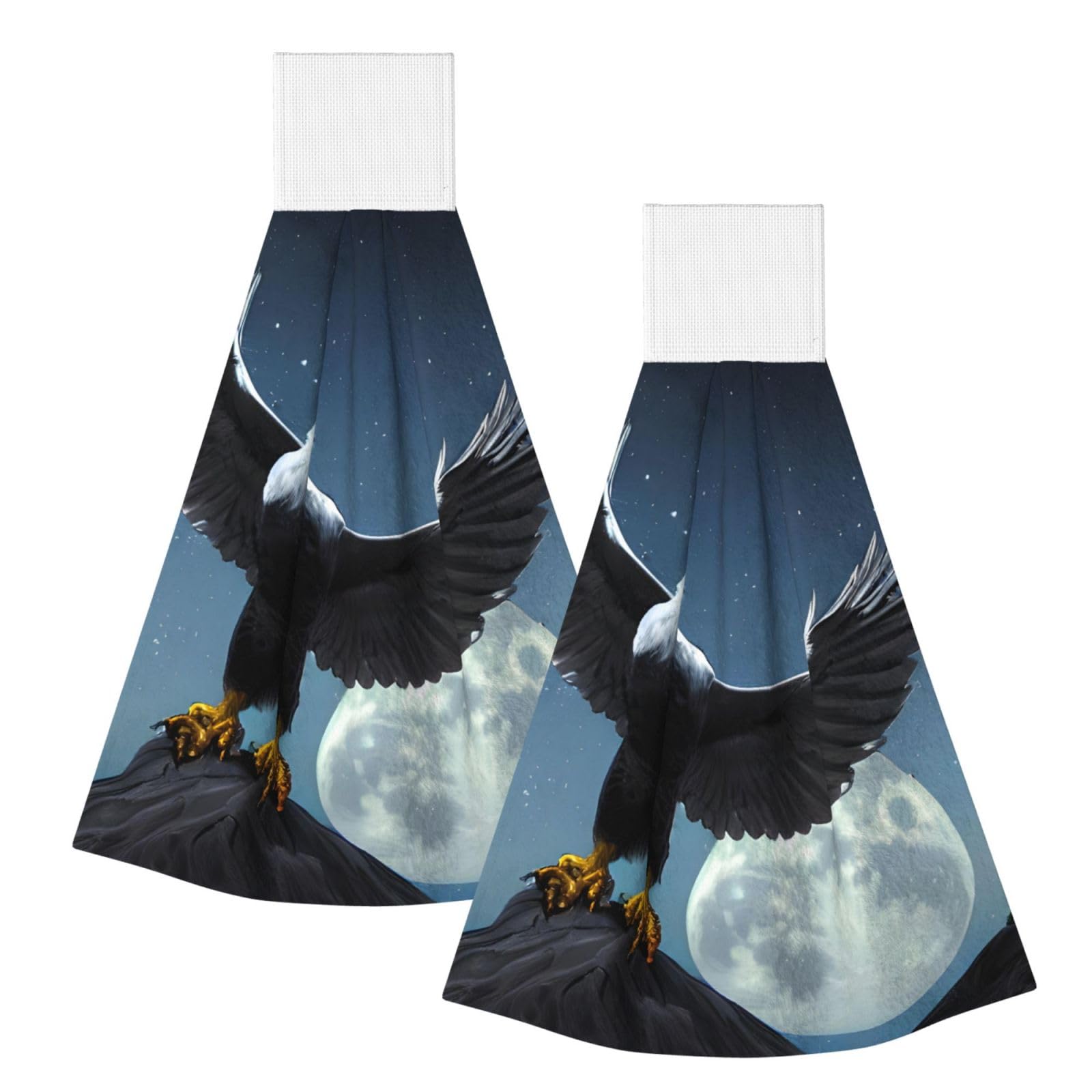 WUPngg Eagle under the stars Bathroom Tie Towels/Dish Cloth,Kitchen Hanging Towel, Coral Fleece Dry Cleaning Hand Dishcloths One Size
