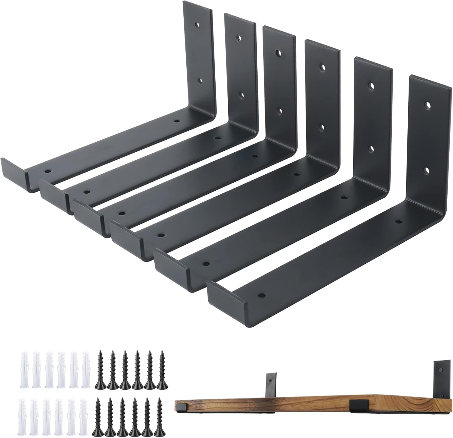 Ouvin 6 Pack Shelf Brackets for DIY Floating Shelf, Heavy Duty J Shelf