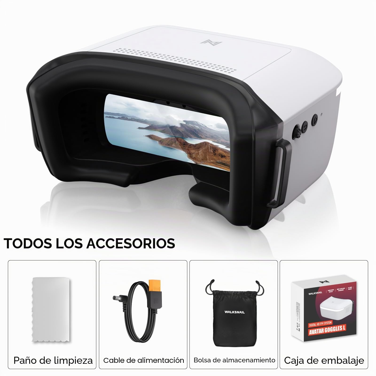 CADDXFPV Walksnail Avatar HD FPV Gafas L - Pantalla de 1080p de 4.5 pulgadas, seguimiento de cabeza, experiencia de vuelo inmersiva, señal PPM, ranura Micro SD, personalización de lentes, compatible