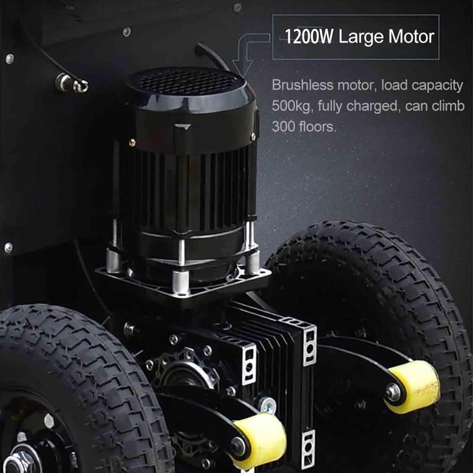 Diable électrique 1200 W, avec Corde de sécurité et Pompe à air, Batterie Amovible, Convient aux escaliers Droits et incurvés, Transport sans Effort de Charges Lourdes,001,1200w