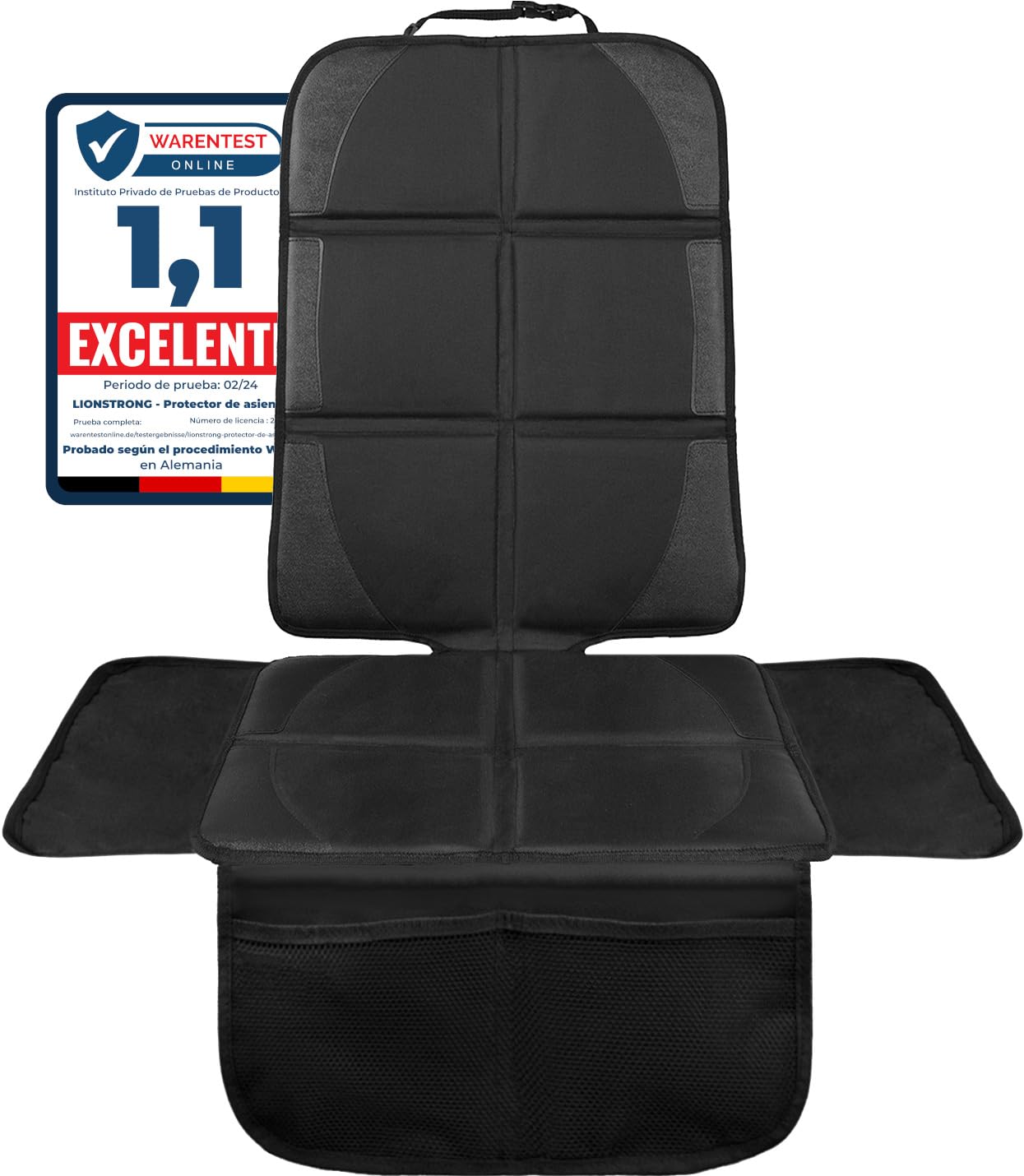 LIONSTRONG - Protector Seguro para Asiento Infantil - Protege tu Coche - Fundas para sillas de Coche - ISOFIX (Negro)