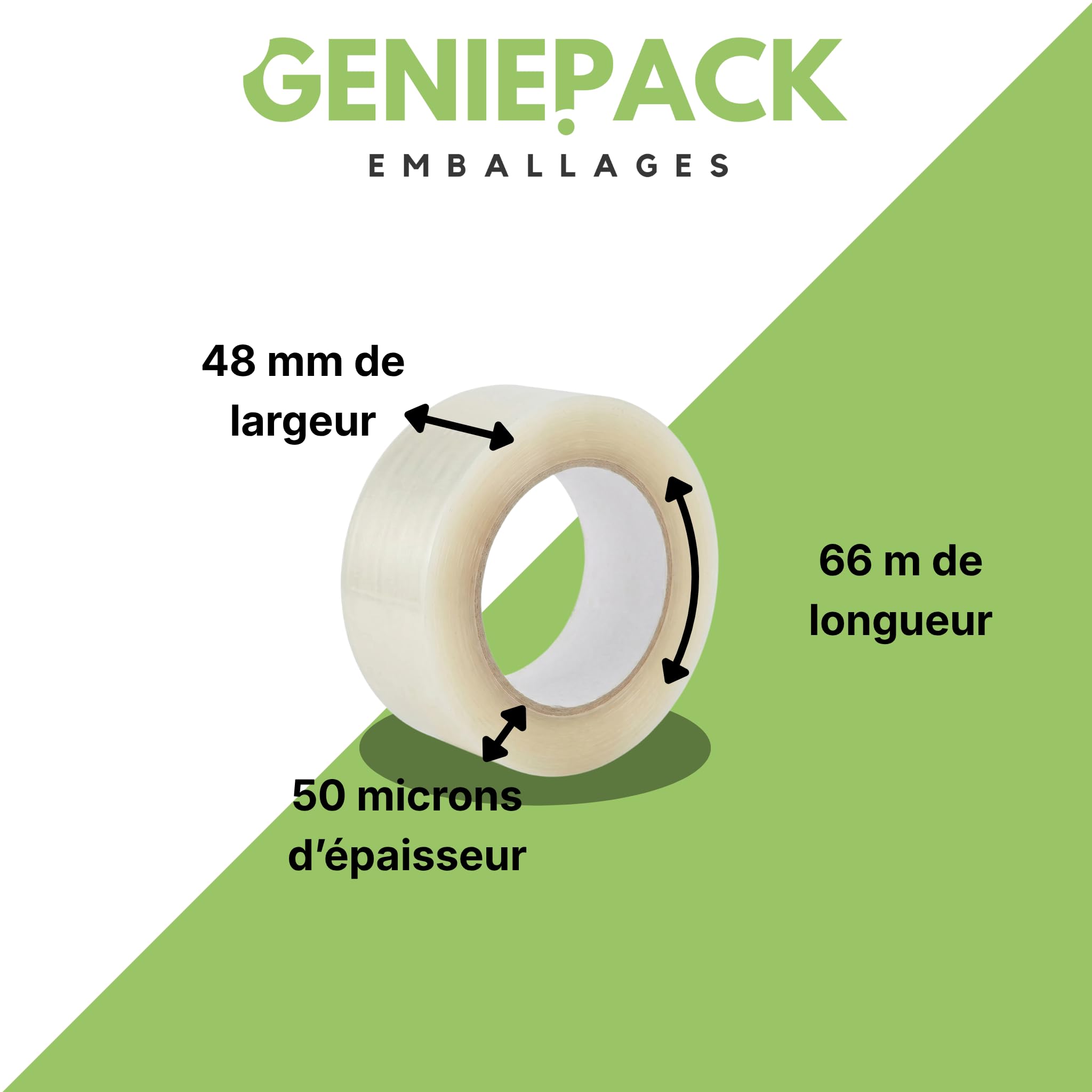 Confezione da 72 nastri adesivi trasparenti per imballaggio, standard 48 mm x 66 m, di alta qualità, 50 micron, adesivi per traslochi, spedizioni, pacchi e cartoni