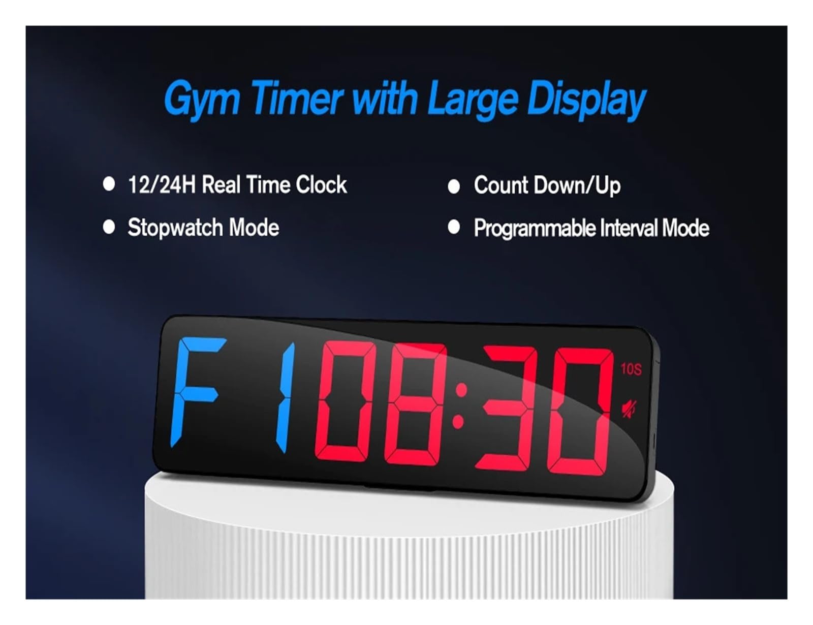 Reloj de pared con temporizador for gimnasio, pantalla LED grande de 15", entrenamiento por intervalos, cuenta regresiva y progresiva, cronómetro, volumen ajustable, control remoto Pantalla brillante