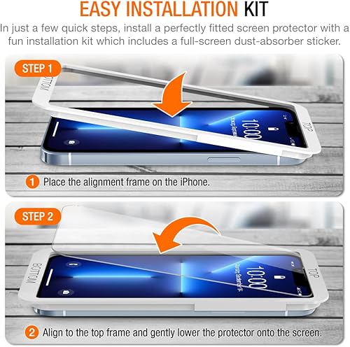 Miniatura 5 de Trianium Protector de pantalla de vidrio templado compatible con iPhone 13 Pro Max (2021), paquete de 3 películas de vidrio HD 9H (con herramienta