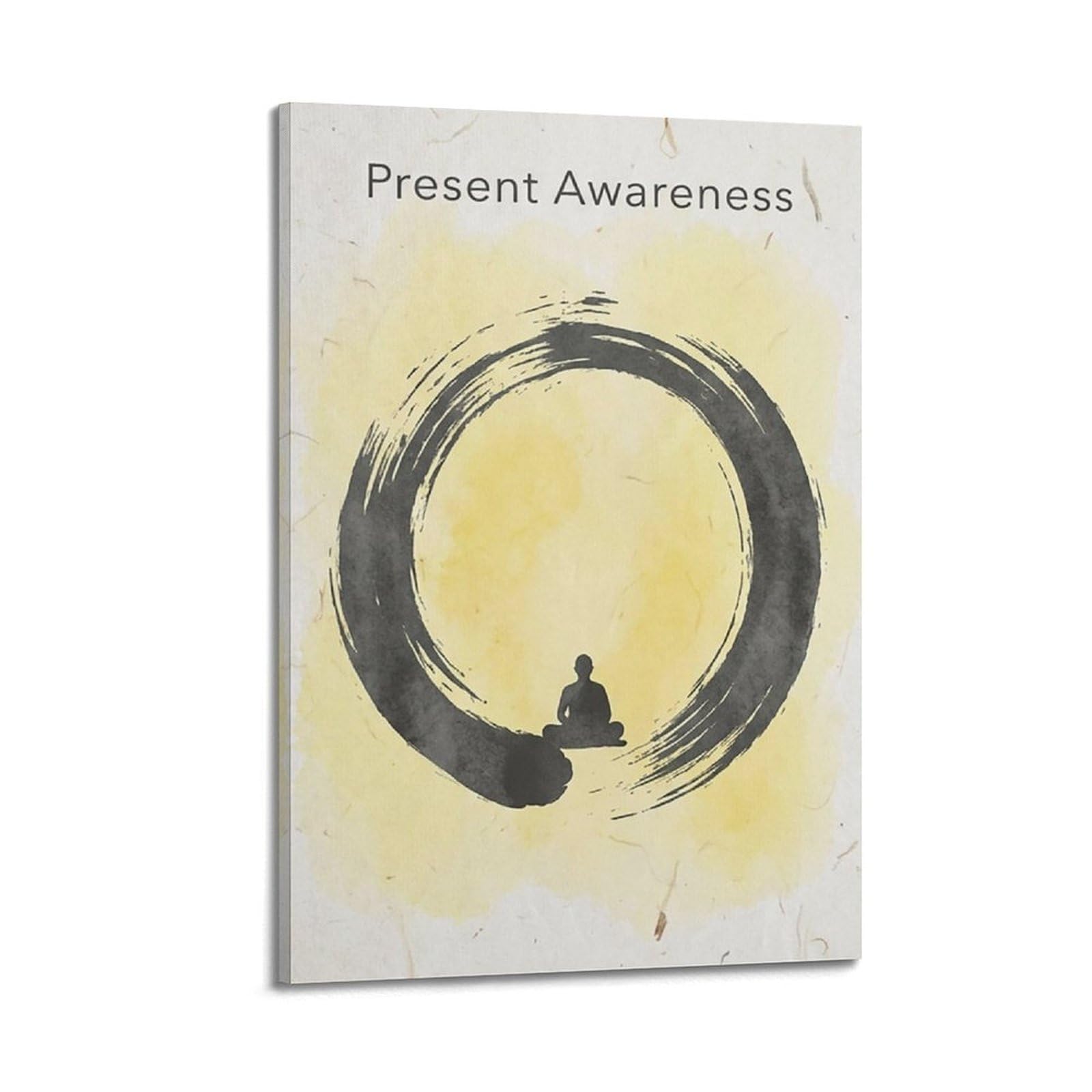 Zen Enso Poster Mindfulness Present Awareness Meditation Modern Decorative Canvas Prints - Ideal Wall Art for Family, Man Cave, Game Room, Boys & Girls Bedroom 20x30inch(50x75cm)