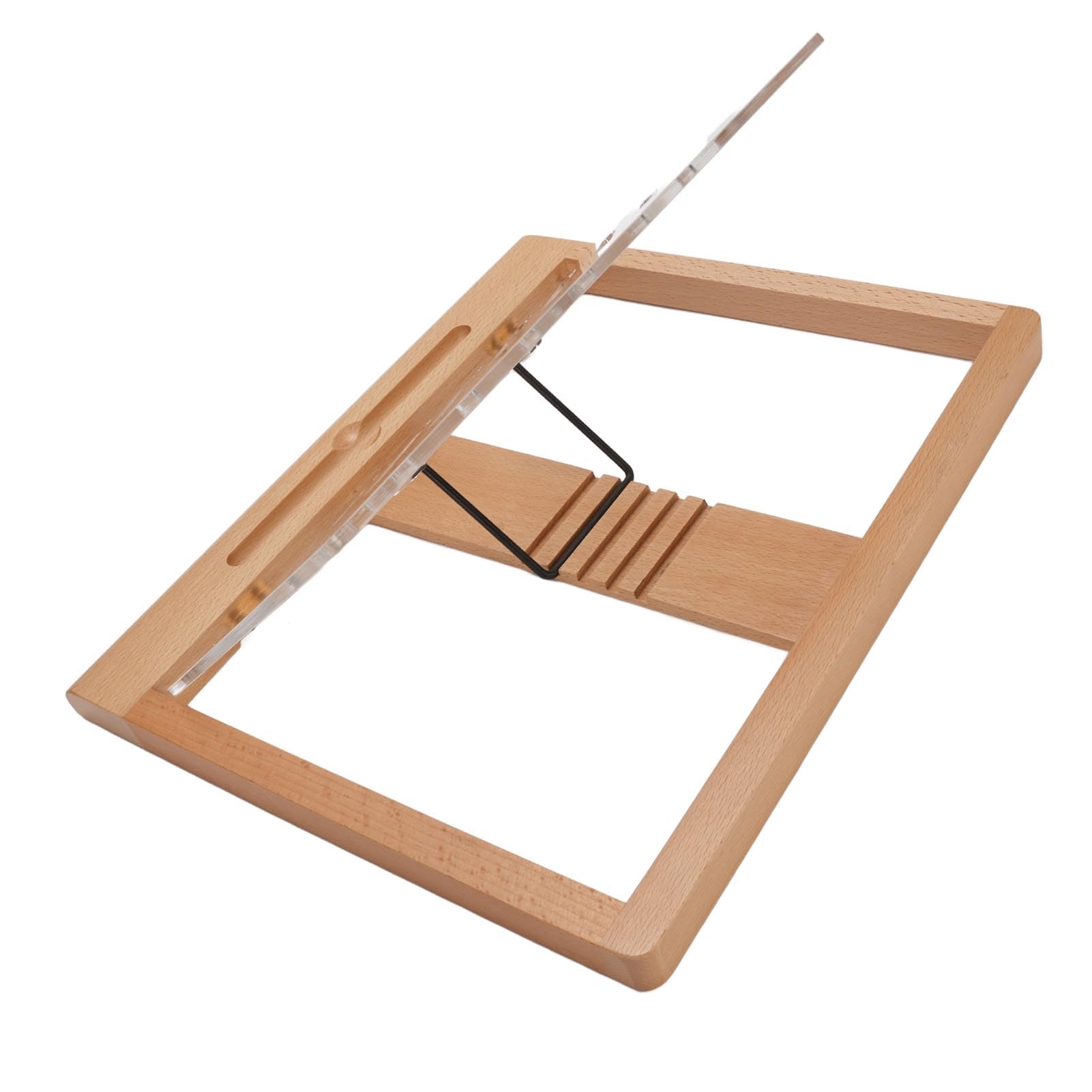 Gedourain Supporto per Tablet Robusto Supporto da Scrivania in Legno per Disegni, Letture, Digitazioni, Impostazioni a 5 Angolazioni per Casa e Ufficio, in Faggio, con Slot per Matita