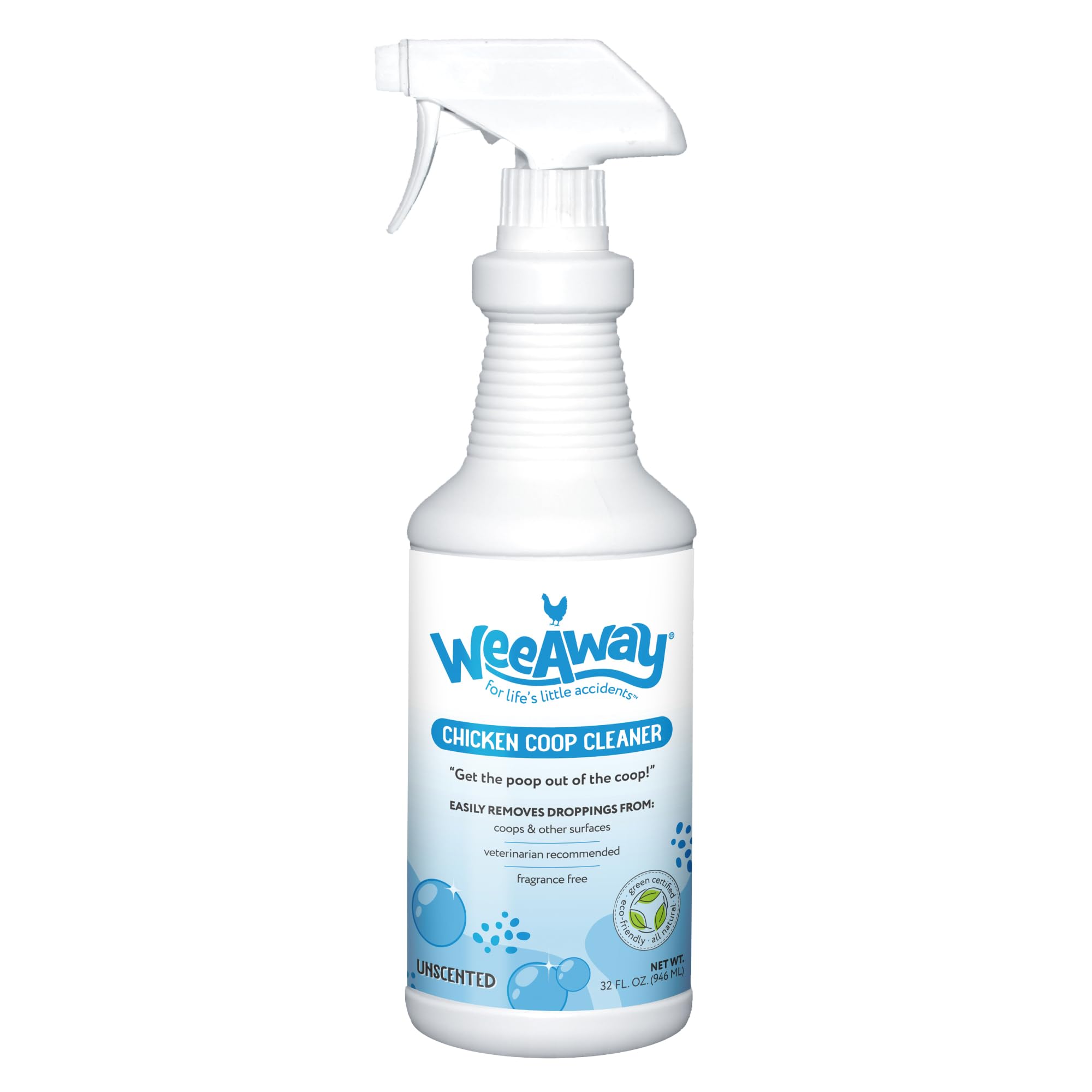 Wee Away Heavy Duty Chicken Coop Cleaner, Multi-Surface Odor Remover, Biodegradable Formula Breaks Down Bird Droppings and Grime, 32 oz