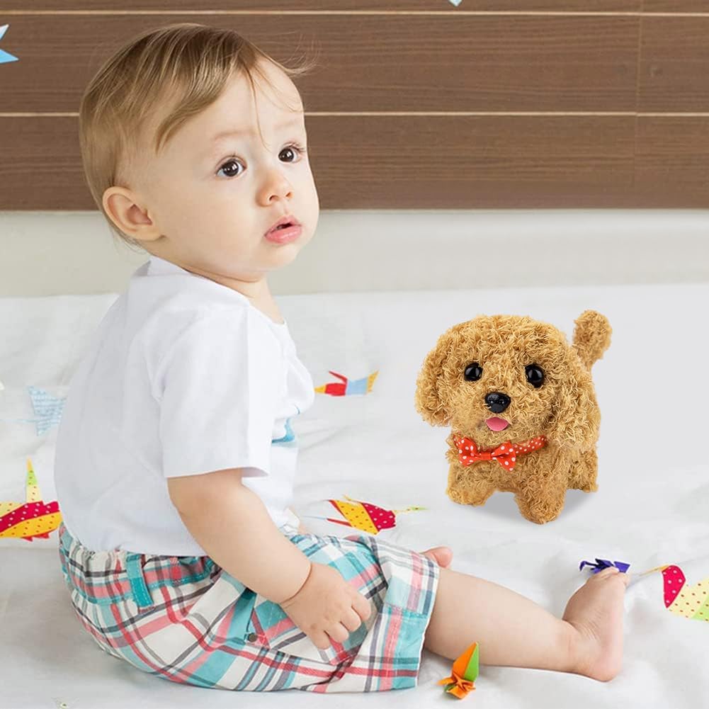 Elettronico Cane Giocattolo che Cammina e Abbaia, Cagnolino che Abbaia e Cammina Giochi Bambini, Bambina Peluche Cane Realistico Animali Giocattolo per Bambini - 4