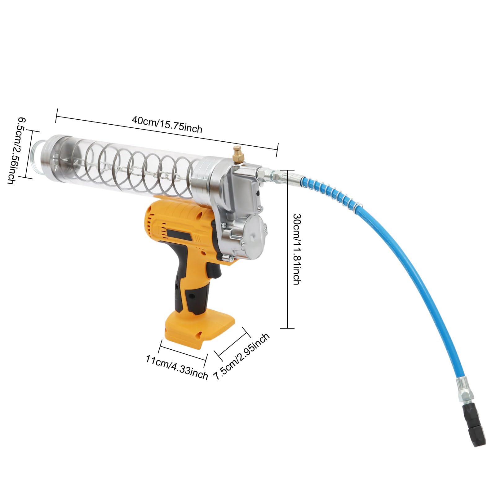 Pistola engrasadora eléctrica con batería, 10000 psi, 21 V/24 V, con tubo de aceite rígido y flexible, pistola de engrase inalámbrica para equipos mecánicos, aceites 900 CC