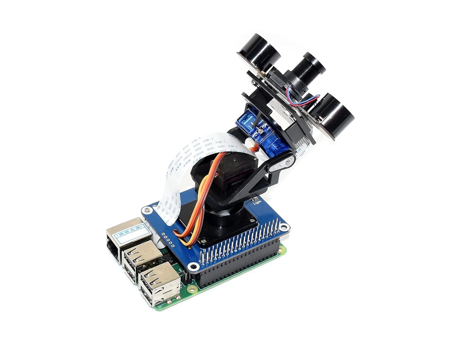 waveshare 2-DOF Pan-Tilt HAT for Raspberry Pi Series Board Light Intensity Sensing Control Camera Movement I2C Interface
