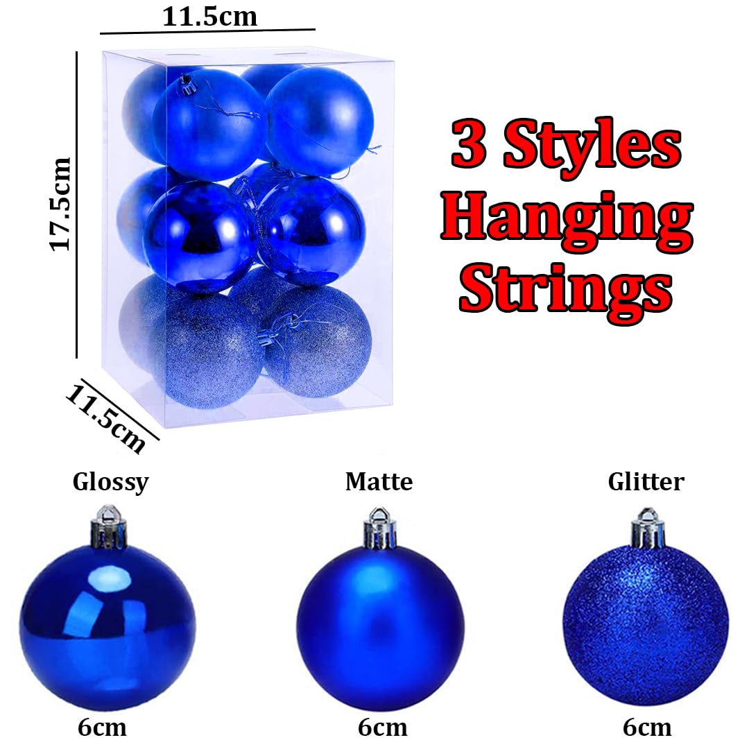 Blue Christmas Balls - 12 Pack for Xmas Tree -3