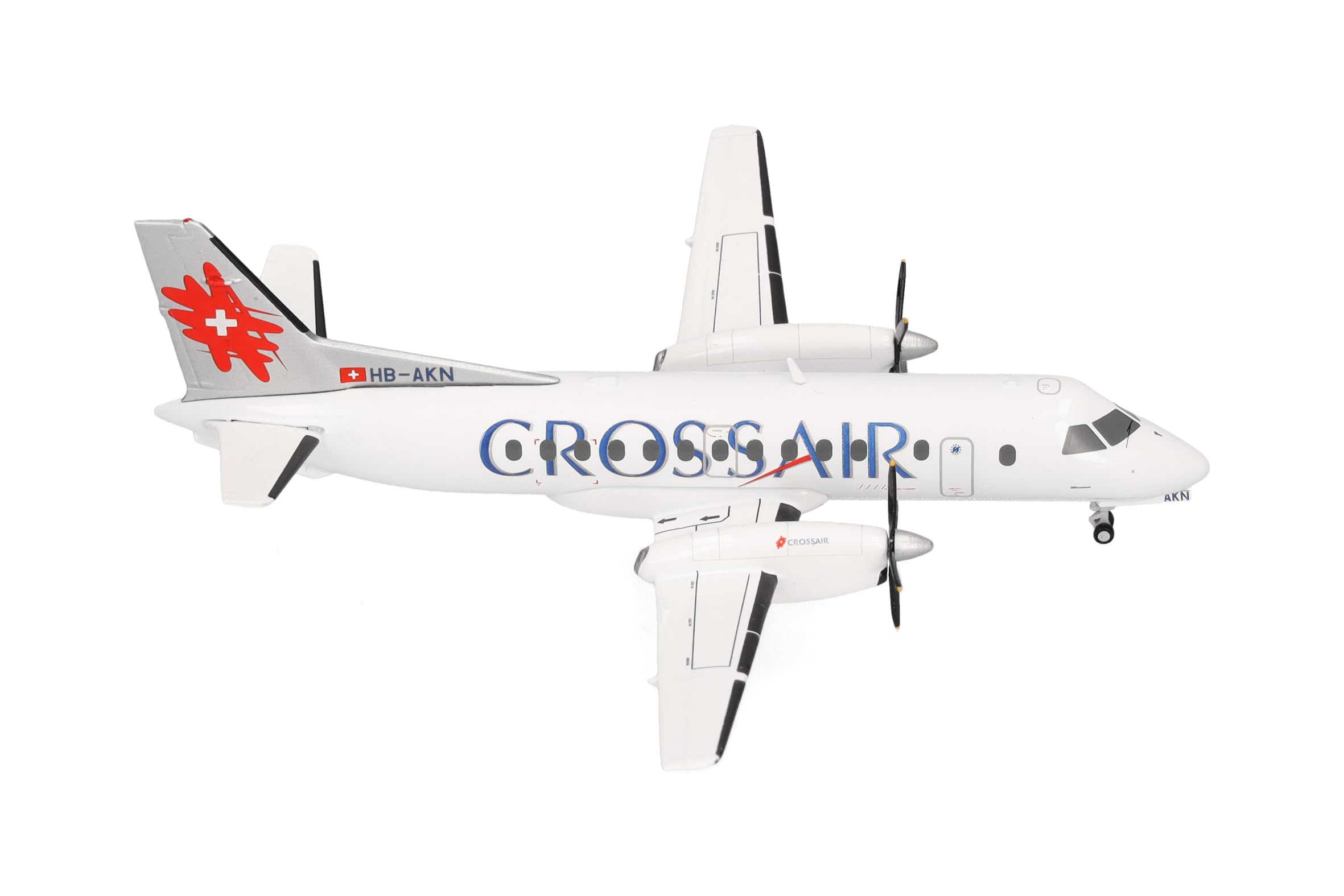 herpa Crossair Saab 340 (Last Colour Scheme) Miniature 1:200 Scale Collectible Model without Base Metal, Multicoloured